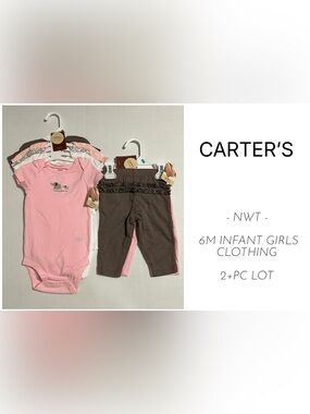 CARTER’S - 6M - NWT - INFANT GIRLS 2+PC ELEPHANT ONESIE AND PANT LOT